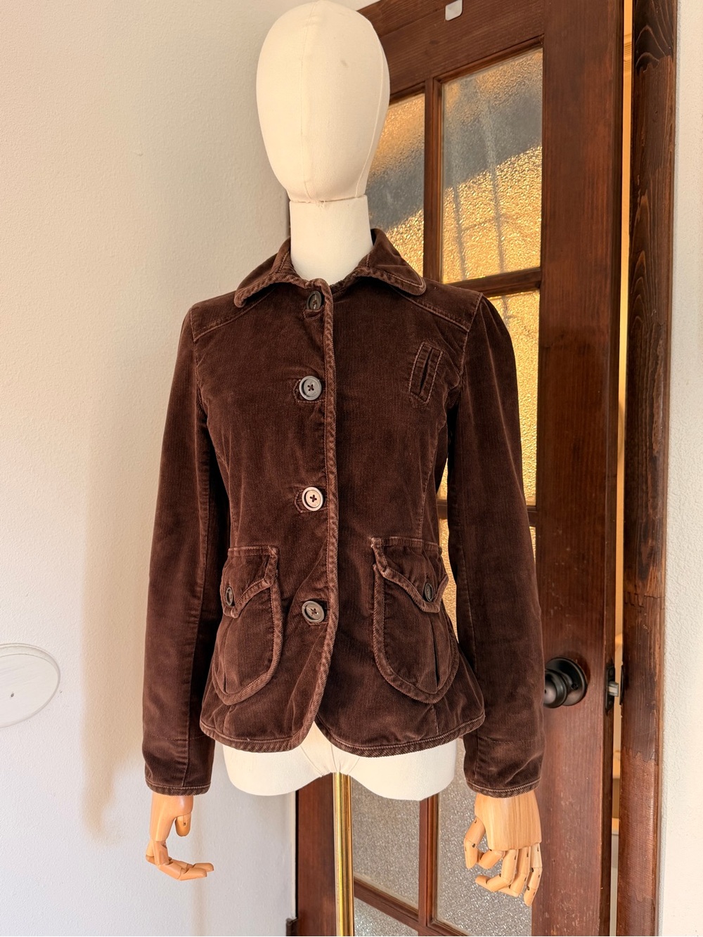 Vintage GAP Brown Corduroy Blazer Button-Up Jacket Size XS